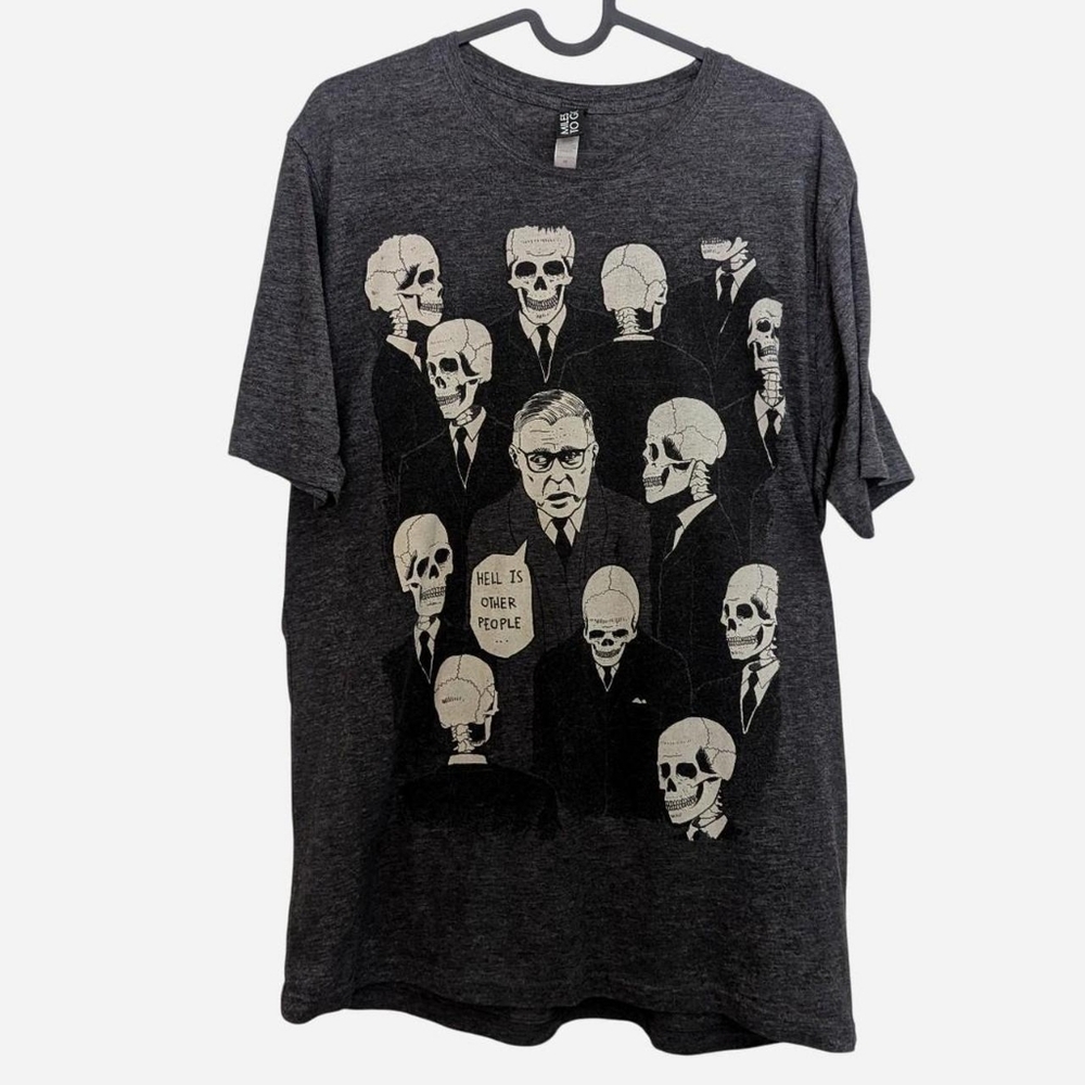 Miles to Go Jean-Paul Sartre Hell Is Other People Heather Gray T-Shirt